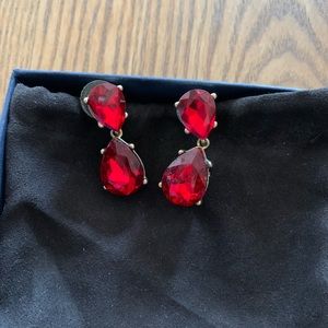 Kenneth jay lane ruby colored teardrop earrings